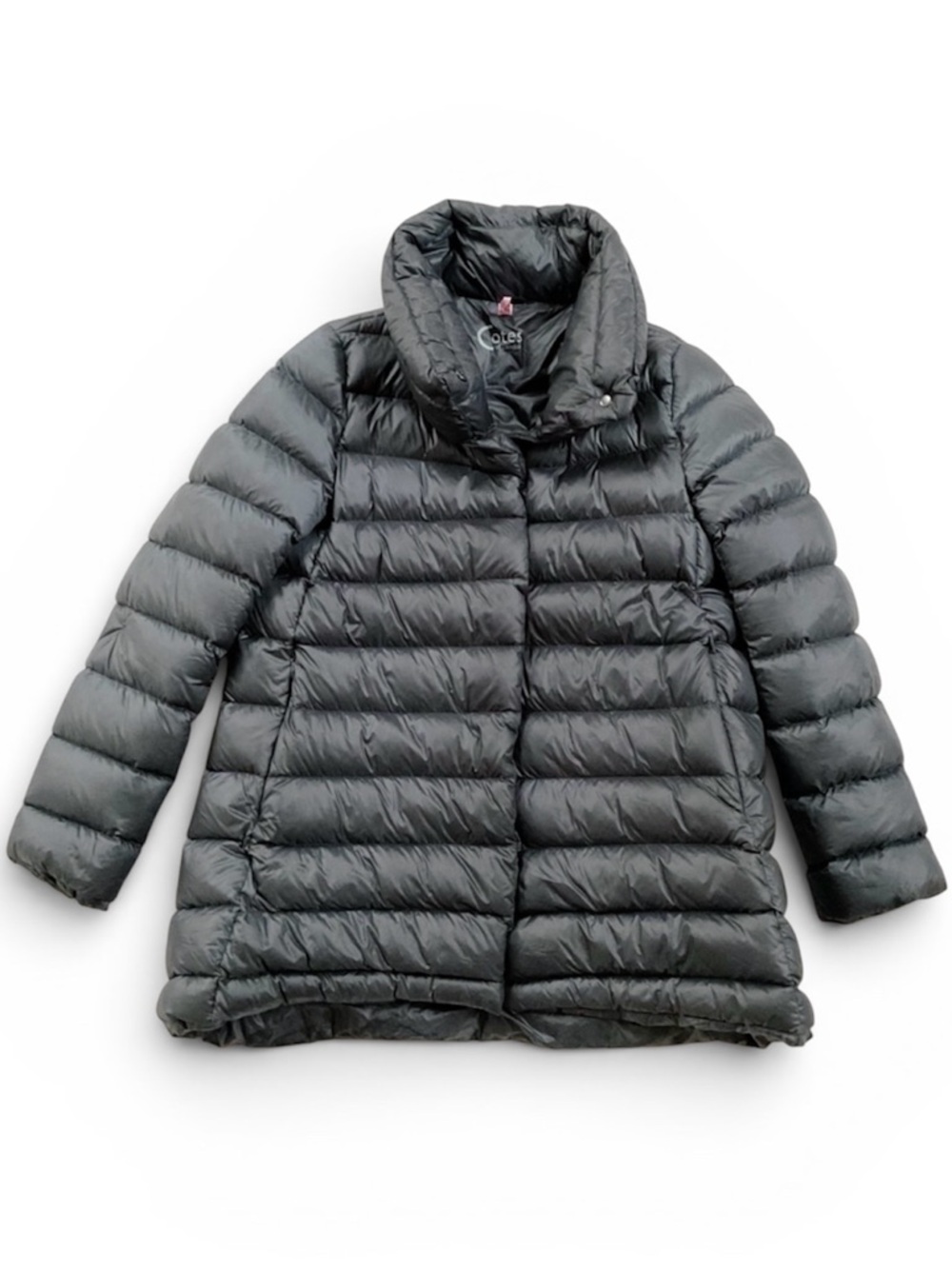 Down Puffer Jacket Women XS Gray A-Line Lightweight Packable Winter Coat